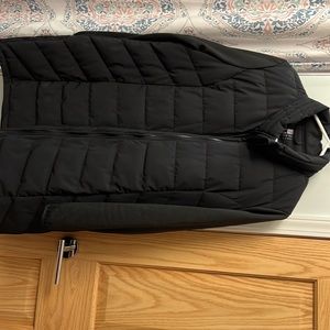 All black knee length coat, women’s size 1x